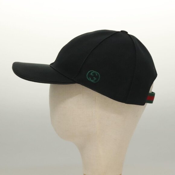 GUCCI Web Sherry Line Cap Canvas L Black Red Green Auth - Picture 2 of 16
